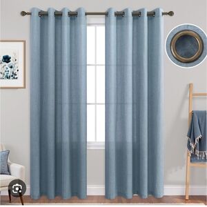 Stone Blue Semi Sheer Curtain Panels 2 Pack 52" By 96"